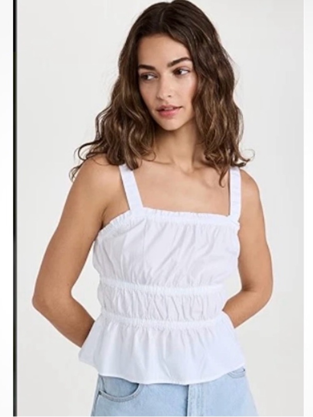 Madewell Poplin Sophia Peplum Tank Size Small